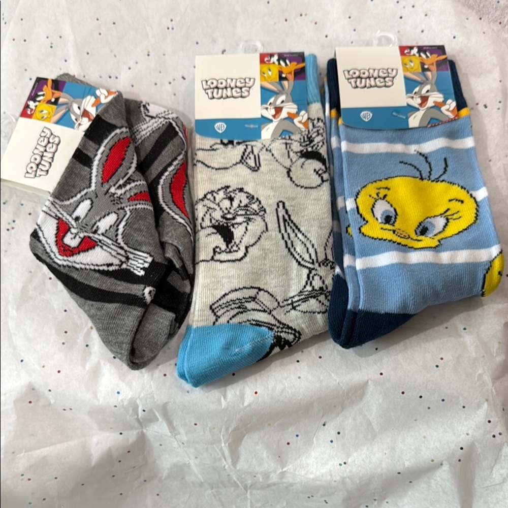 Warner Bros. Unisex 3 pairs Socks - Gray, White, Blue
